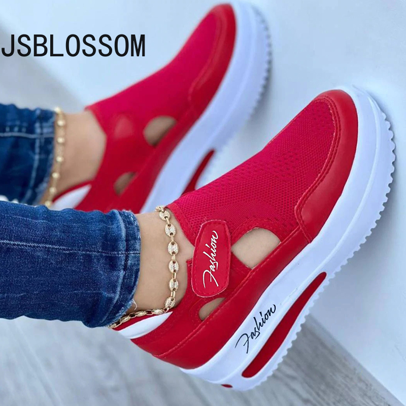  Breathable Woman Tennis Shoes Canvas Shoe Female Casual Shoes Ladies Sport Shoes Platform Sneaker Hollow Out Shoes