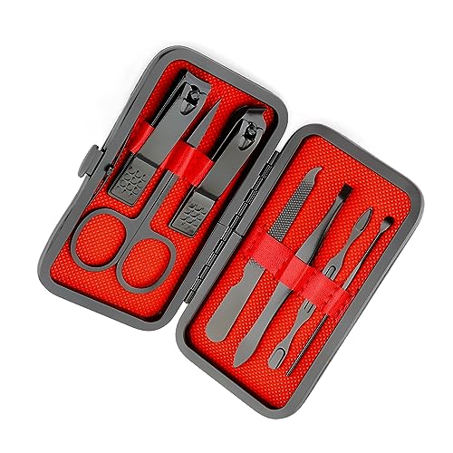 Stocking Stuffers Manicure Set Nail Clippers Nail Tools Pedicure Supplies Nail Clippers for Women Men Christmas Gifts Fingernail Toenail Clippers 8 in 1 Manicure Tools Black with Leather Travel Case