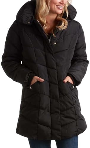 Steve Madden Women's Long Chevron Quilted Outerwear Jacket
