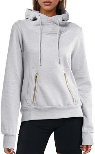 ANRABESS Womens Hoodie Cowl Neck Long Sleeve Sweatshirts 2024 Winter Fashion Pullover With Drawstring Teen Girls Clothes