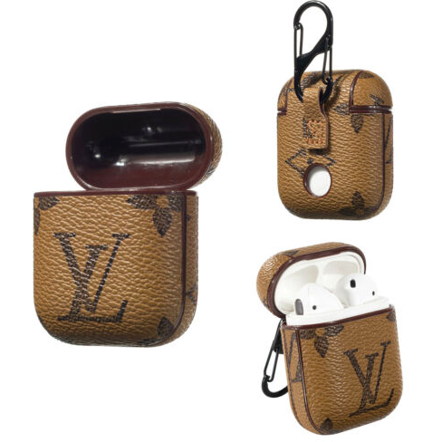 Classic Light Brown Mono Leather ShockProof AirPods Case